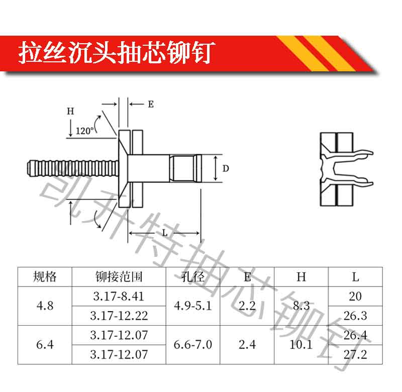 口杯型全铁抽芯铆钉规格图